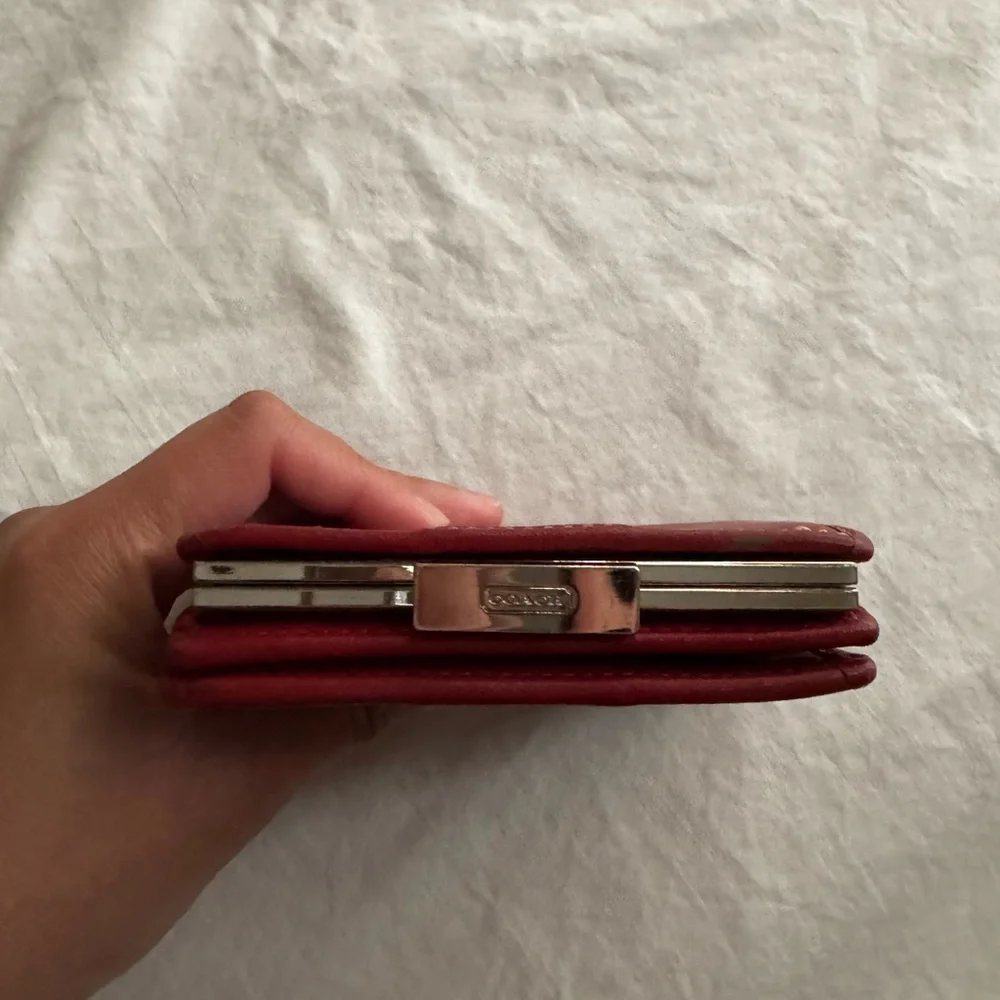 Coach Red Leather Mini Coin Wallet - Picture 3 of 5